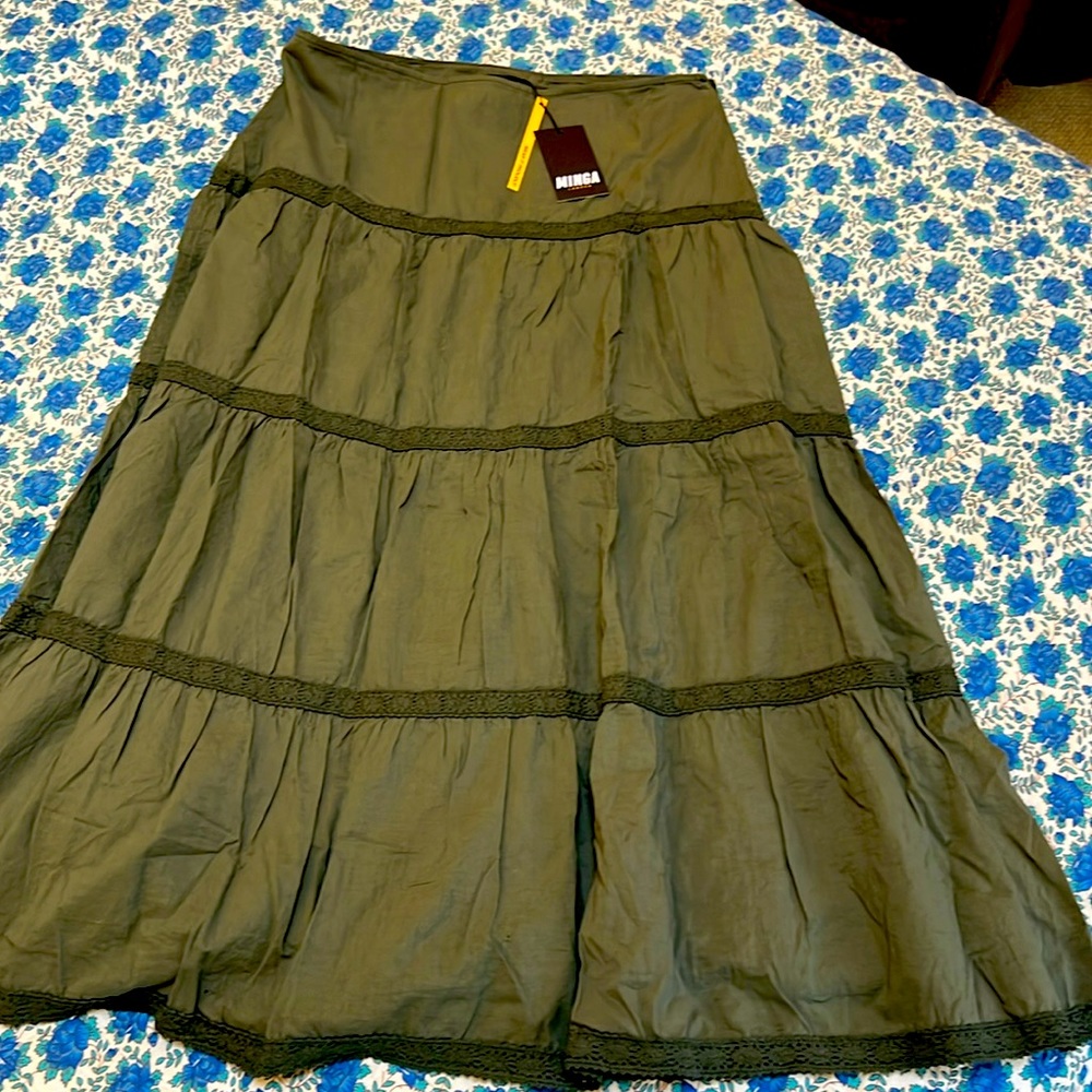 Plus size green maxi skirt